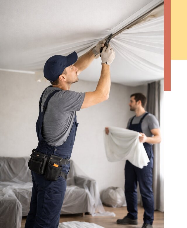 Демонтаж натяжного потолка в Городце от 4555 руб. — снятие и разбор под ключ | ОТДЕЛОЧНИК-Грд