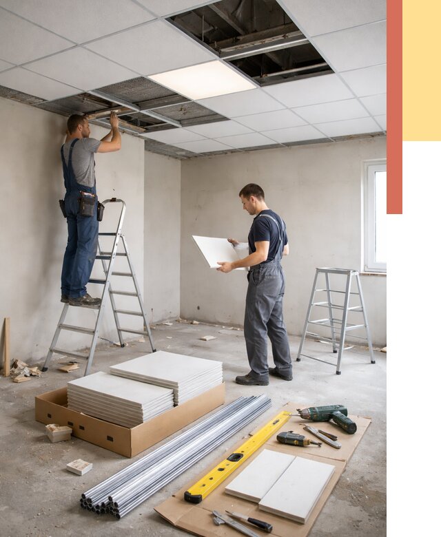 Монтаж потолка армстронг в Городце от 4555 руб/м2 — быстрая установка под ключ | ОТДЕЛОЧНИК-Грд