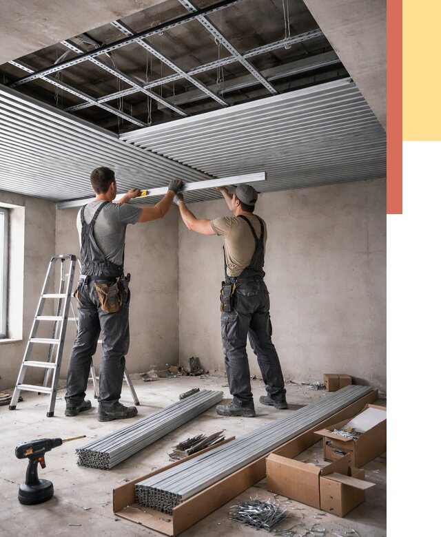 Монтаж реечного потолка в Городце от 4555 руб. под ключ | ОТДЕЛОЧНИК-Грд