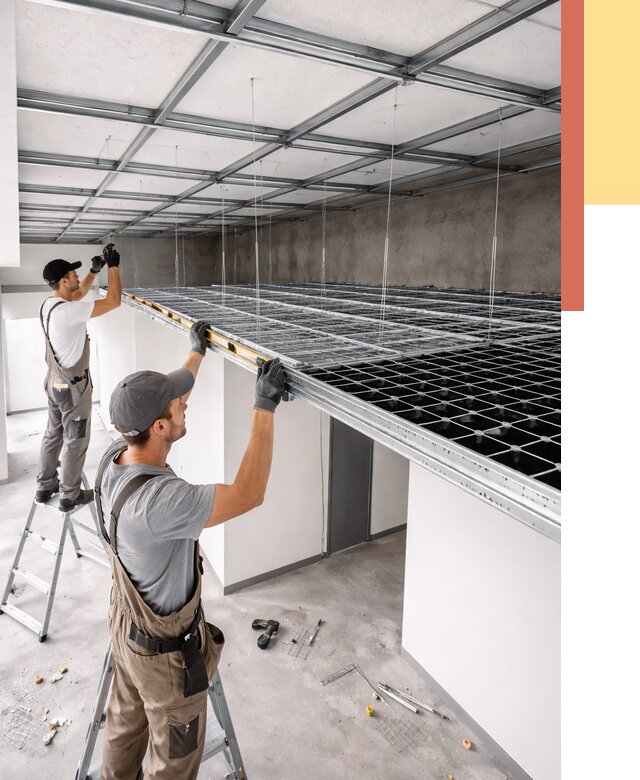 Монтаж потолка грильято в Городце от 456 руб./м² — быстрая сборка под ключ | ОТДЕЛОЧНИК-Грд