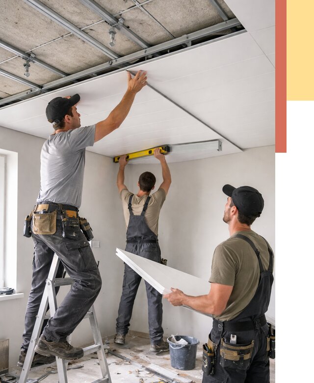 Монтаж потолка из ПВХ панелей в Городце от 3543 руб./м2 — быстро и недорого | ОТДЕЛОЧНИК-Грд