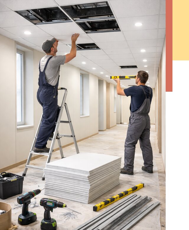 Ремонт потолка Армстронг в Городце от 4555 руб. — быстро и недорого | ОТДЕЛОЧНИК-Грд