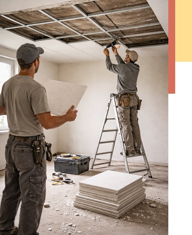 Замена плит подвесного потолка в Городце от 1772 руб. быстро и недорого | ОТДЕЛОЧНИК-Грд