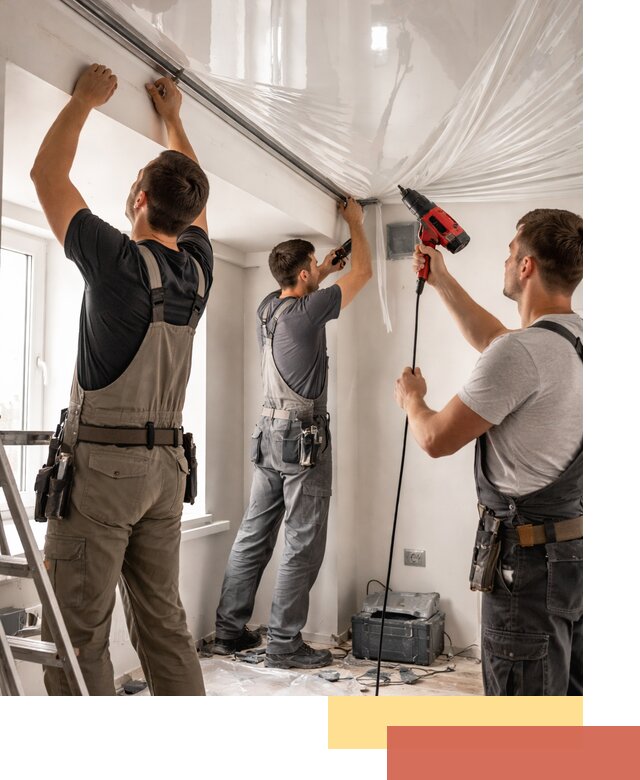 Монтаж глянцевого натяжного потолка в Городце быстро и качественно