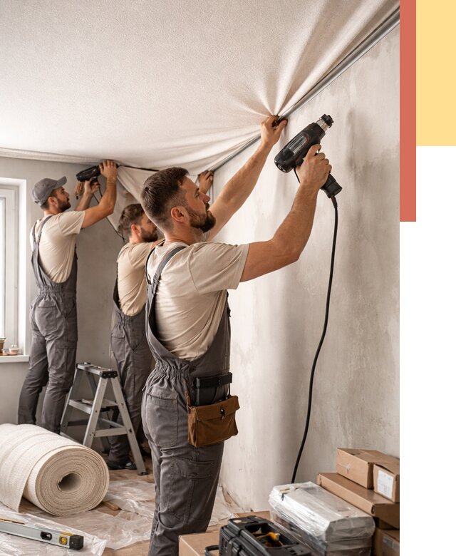 Монтаж фактурного натяжного потолка в Городце от 759 руб. — ОТДЕЛОЧНИК-Грд