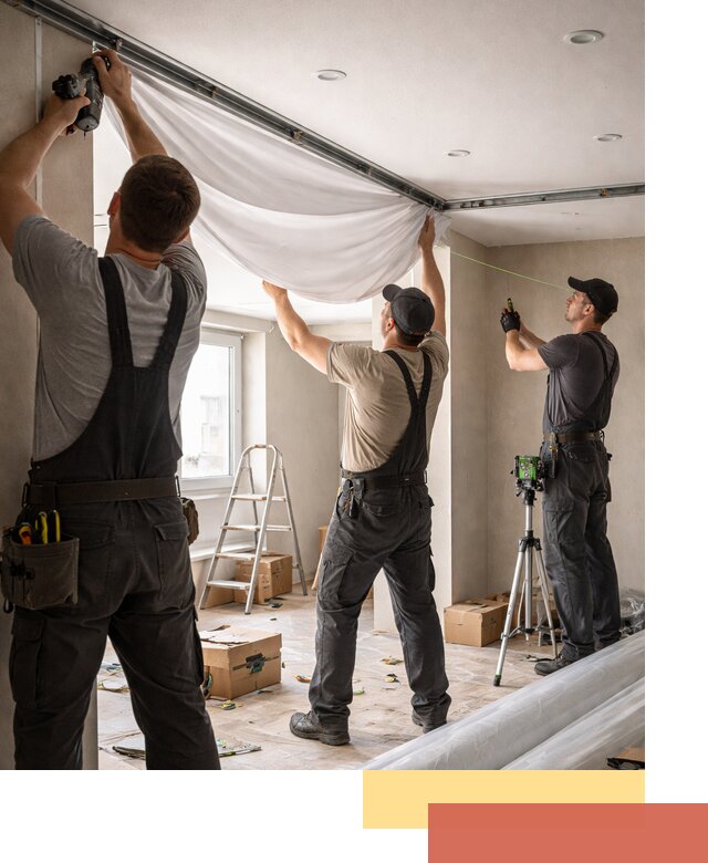 Монтаж парящего натяжного потолка под ключ в Городце