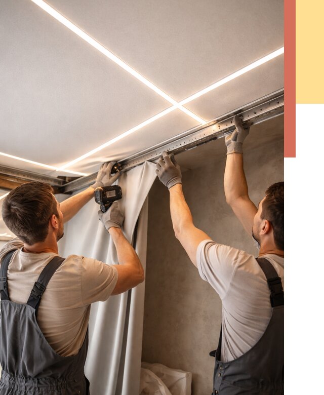 Монтаж натяжного потолка со световыми линиями в Городце от 1215 руб. | ОТДЕЛОЧНИК-Грд