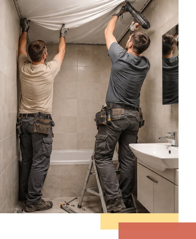 Монтаж натяжного потолка в ванной в Городце быстро и качественно