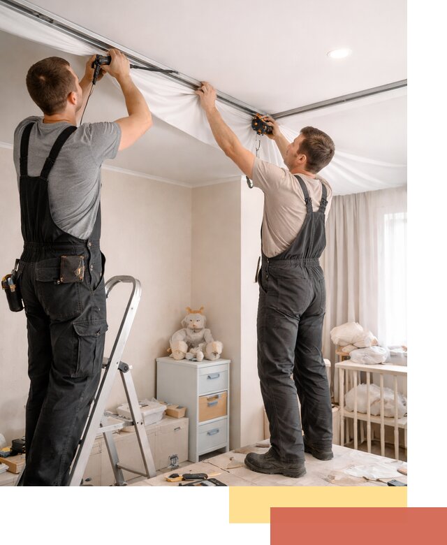 Монтаж натяжного потолка в детской комнате в Городце