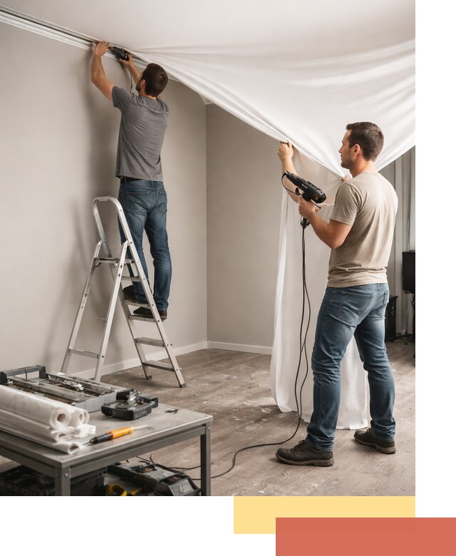 Монтаж натяжного потолка в студии в Городце