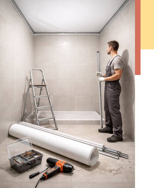 Монтаж натяжного потолка в санузле в Городце от 1873 руб. — ОТДЕЛОЧНИК-Грд