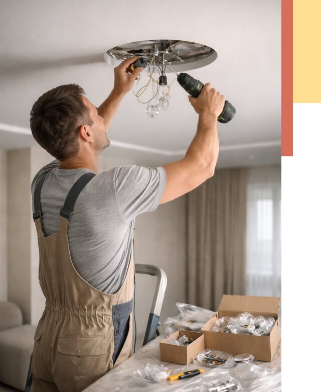 Установка люстры в натяжной потолок в Городце от 1215 руб. | Быстро и недорого — ОТДЕЛОЧНИК-Грд