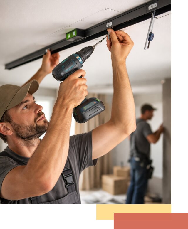 Установка трековых светильников в натяжной потолок в Городце