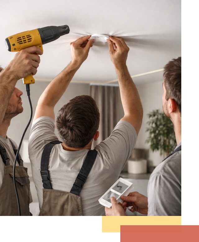 Ремонт прокола полотна натяжного потолка в Городце