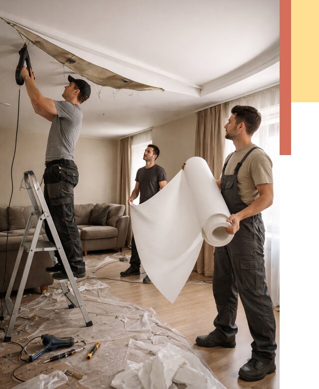 Замена полотна натяжного потолка в Городце от 9617 руб. быстро и недорого | ОТДЕЛОЧНИК-Грд