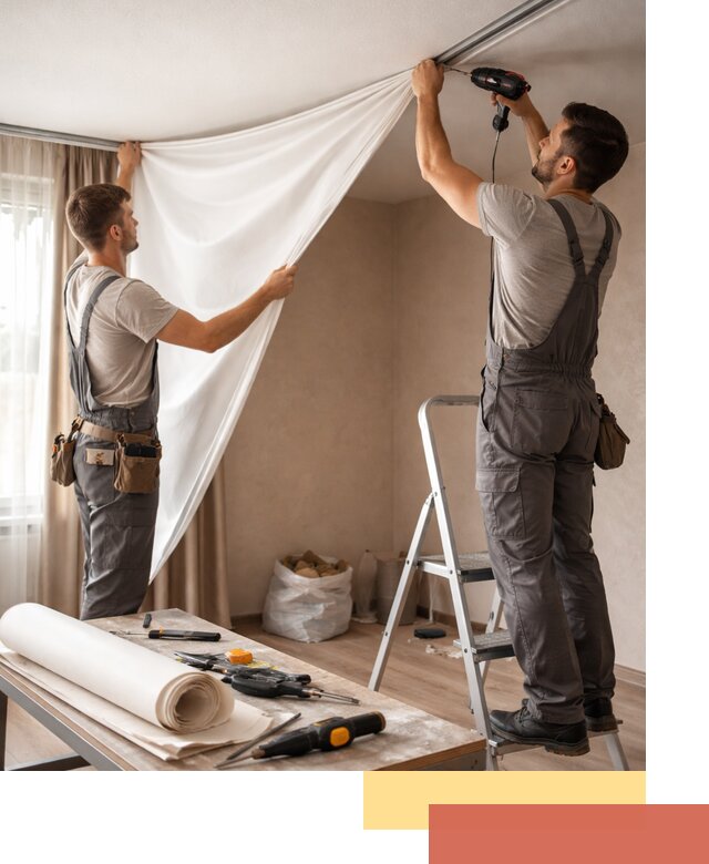 Замена полотна натяжного потолка в Городце быстро и качественно