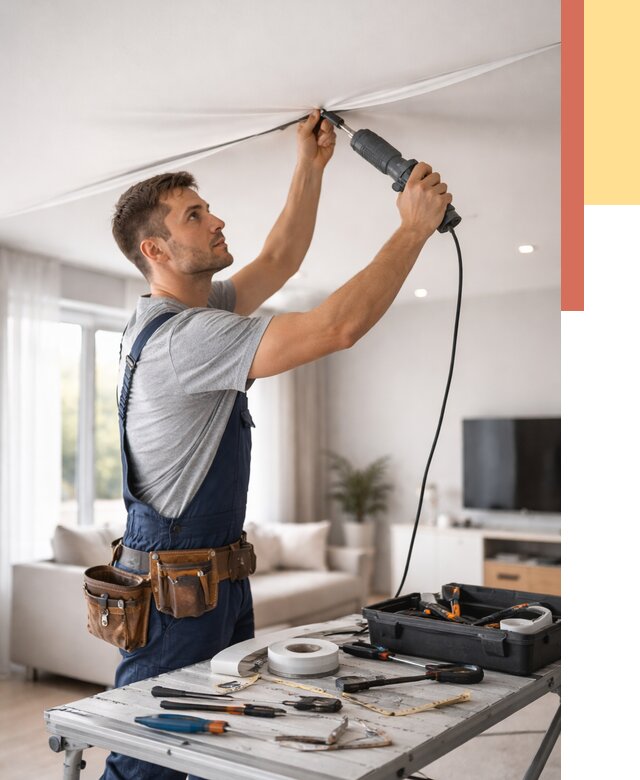 Ремонт натяжных потолков в Городце от 9617 руб. под ключ — ОТДЕЛОЧНИК-Грд