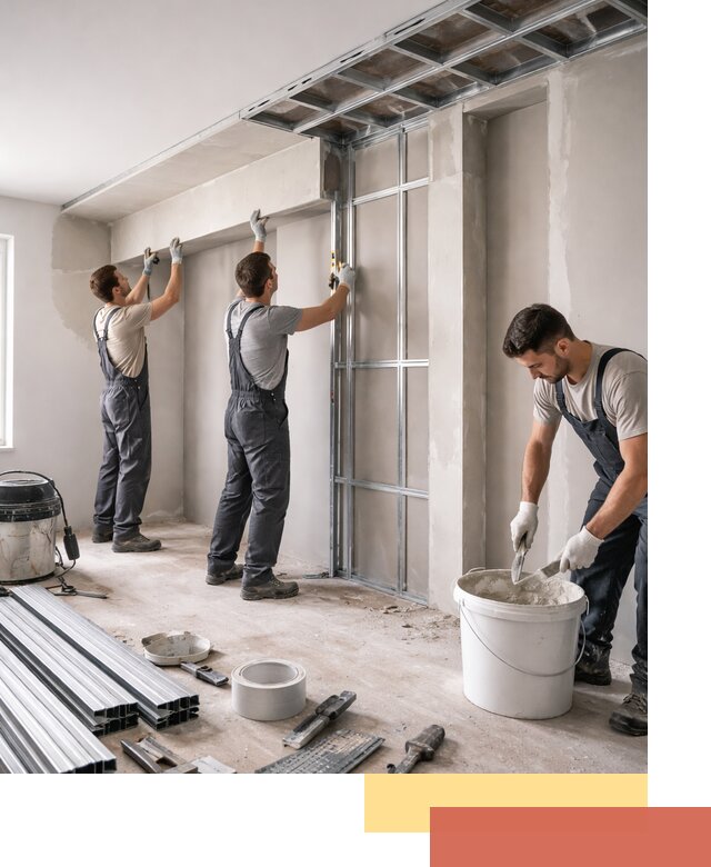 Монтаж потолка из гипсокартона с нишей в Городце