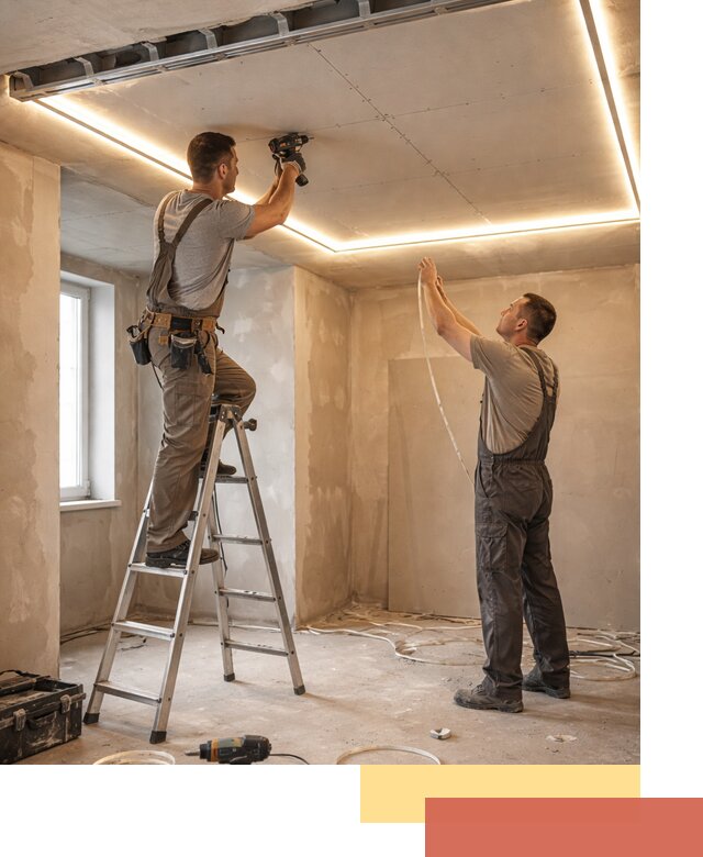 Потолок из гипсокартона с подсветкой в Городце