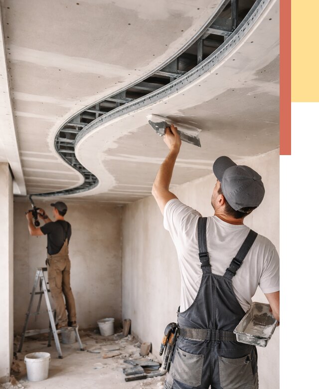 Криволинейный потолок из гипсокартона в Городце от 2126 руб./м2 | ОТДЕЛОЧНИК-Грд