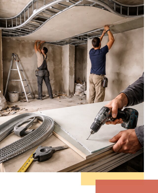 Криволинейный потолок из гипсокартона в Городце — монтаж и отделка