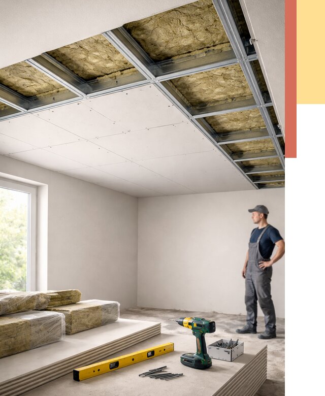 Звукоизоляция потолка ГКЛ в Городце от 962 руб. — монтаж под ключ | ОТДЕЛОЧНИК-Грд