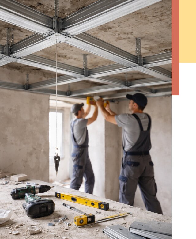 Монтаж каркаса потолка из профиля в Городце от 4555 руб. — услуги ОТДЕЛОЧНИК-Грд