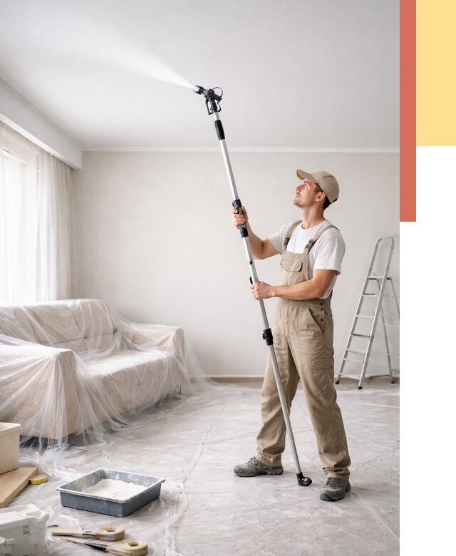 Покраска потолка краскопультом в Городце от 4555 руб. быстро и недорого | ОТДЕЛОЧНИК-Грд