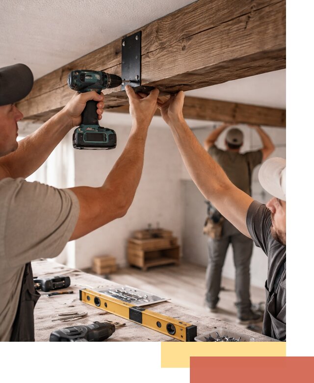 Монтаж декоративных потолочных балок в Городце