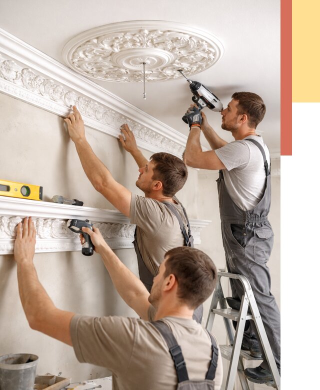 Монтаж лепнины на потолок в Городце от 3239 руб. быстро и недорого | ОТДЕЛОЧНИК-Грд